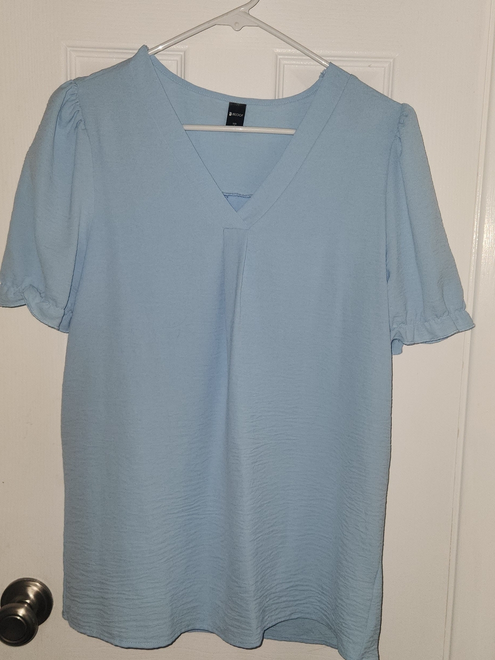 Light Blue V-Neck Short Sleeve Top